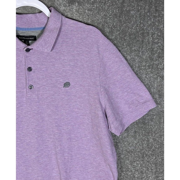 Banana Republic Short Sleeve Embroidered Elephant Polo Shirt Mens Size XL Purple - Picture 6 of 15